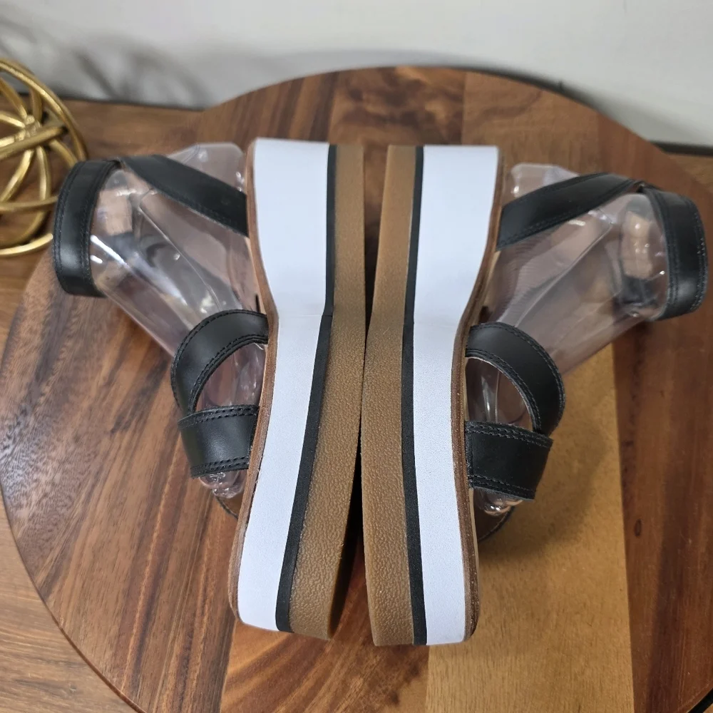 Lucky Brand Tarhi Black Leather Platform Sandals Size 9